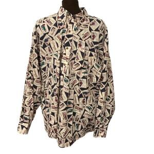 BD Baggies Long Sleeve Casual Men’s Button Down Cars Travel Shirt Size XL